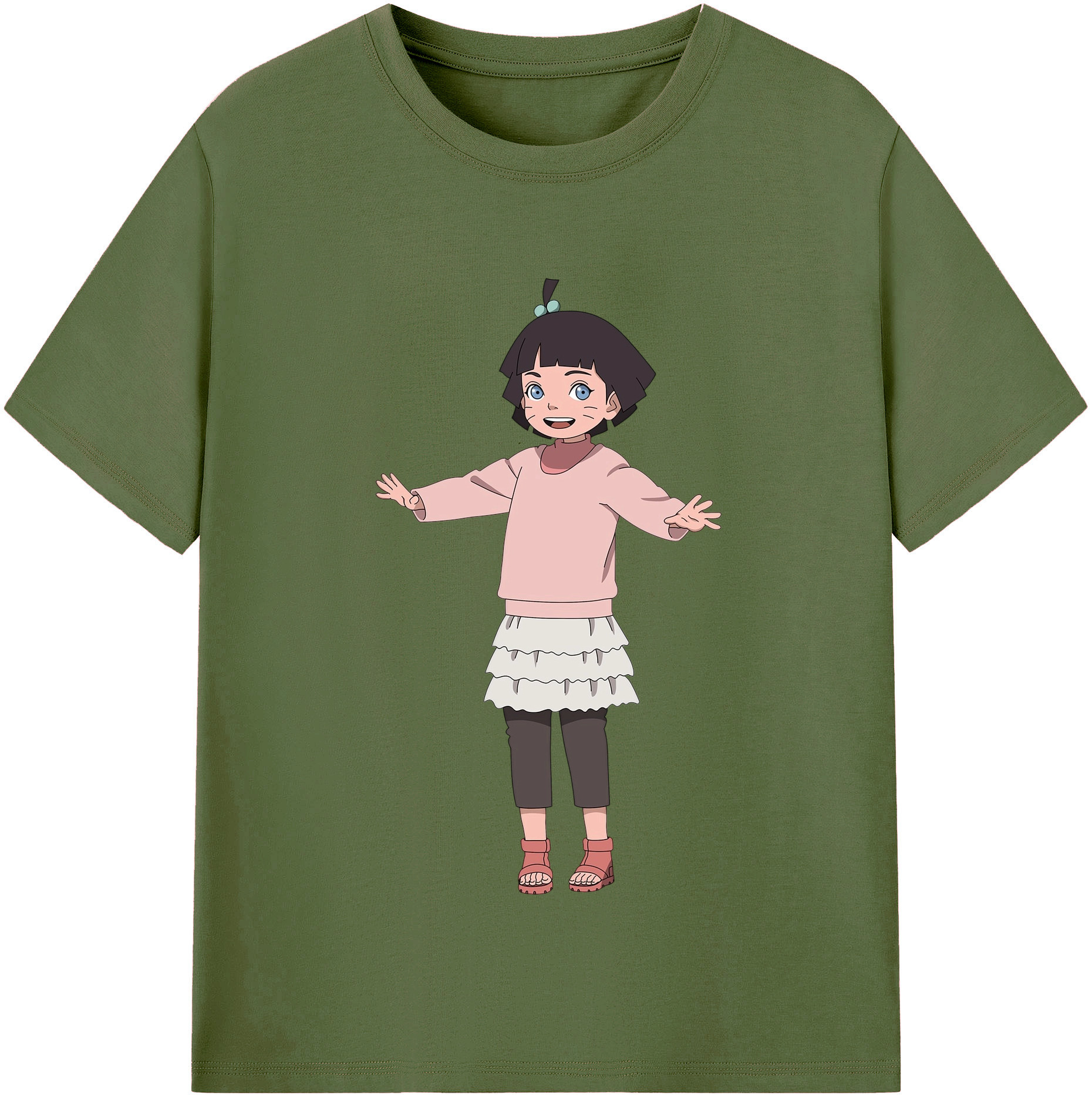 （画像用） NARUTO -ナルト- うずまき ヒマワリ Uzumaki Himawari 綿100％半袖Tシャツ（フロントプリント）